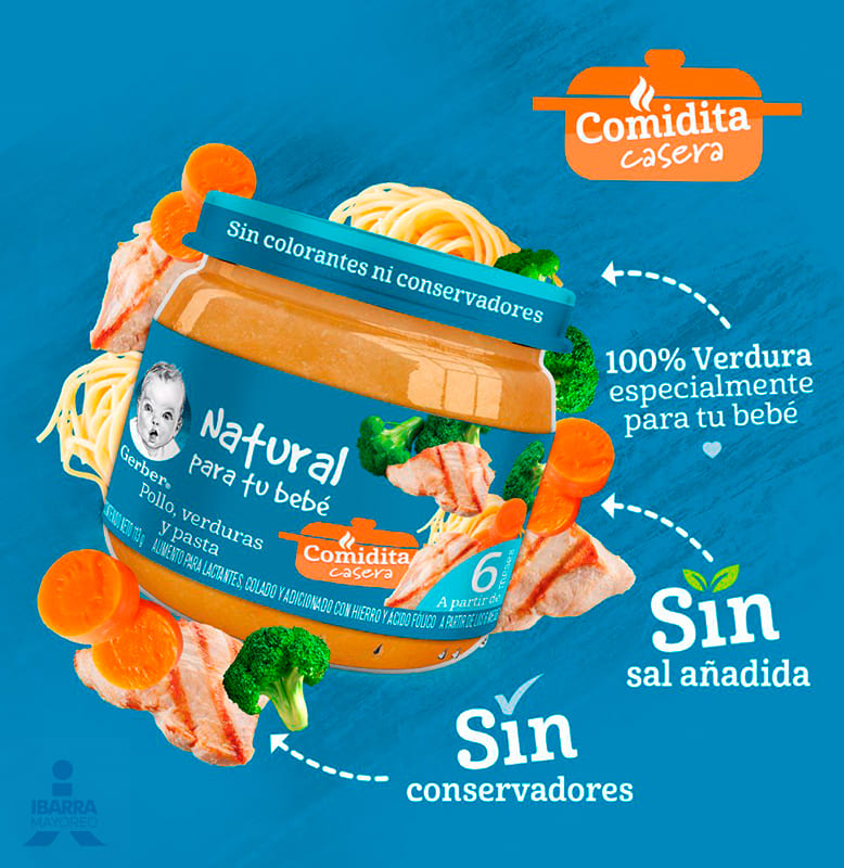 Gerber Colado Verduras con Pollo y Pasta Etapa 2 113 g
