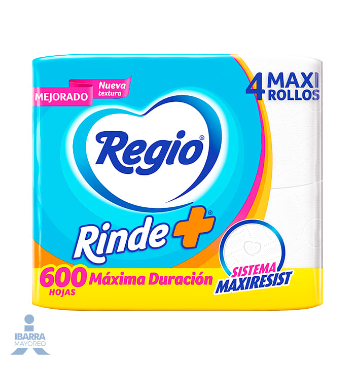 Papel Higiénico Regio Rinde Más 600 hojas 4 rollos