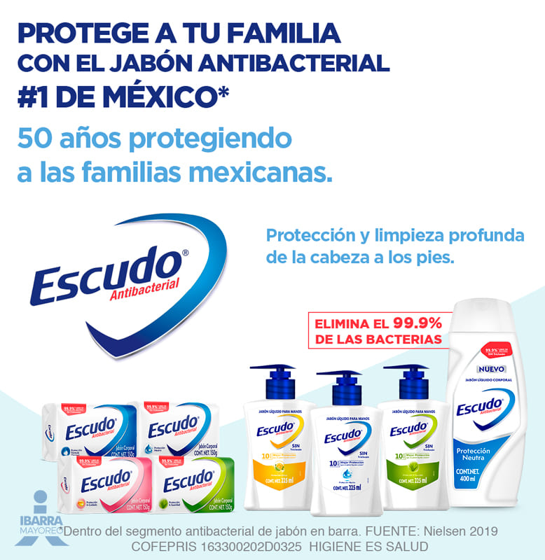 Jabón Escudo Antibacterial Barra Protección y Cuidado 150 g