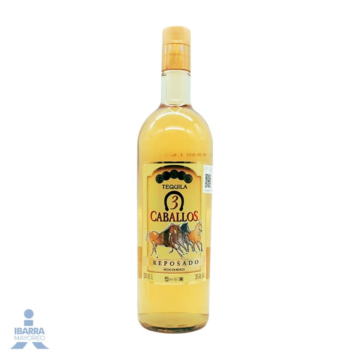 Tequila 3 Caballos Reposado 1 L GRATIS 250 ml