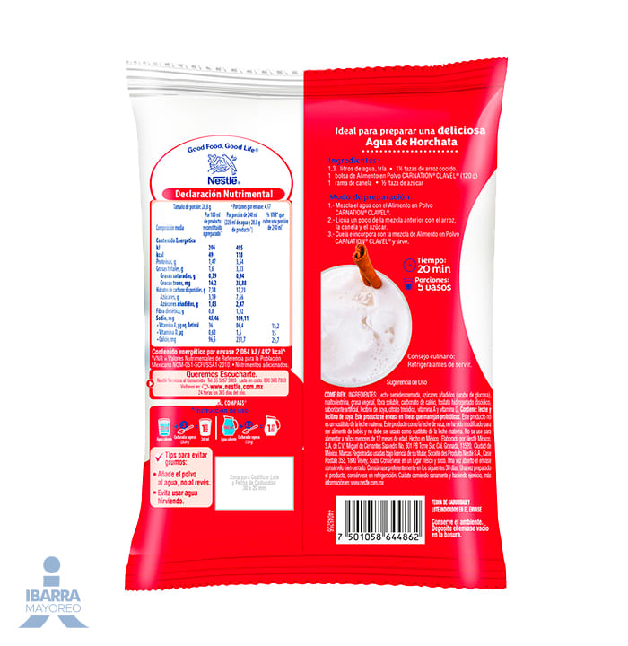 Leche Evaporada Nestlé Carnation Polvo bolsa 120 g