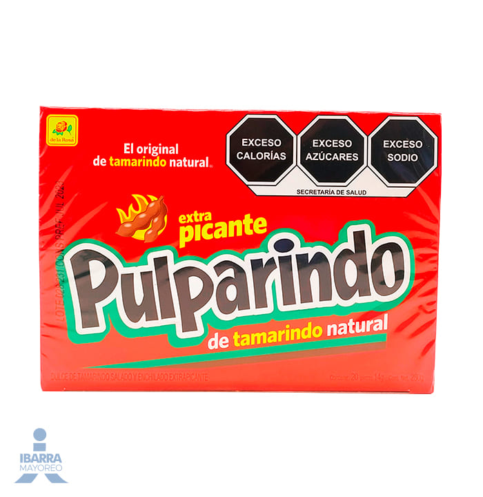 Pulpa de Tamarindo de la Rosa Pulparindo Extra Picante 20 pzas.