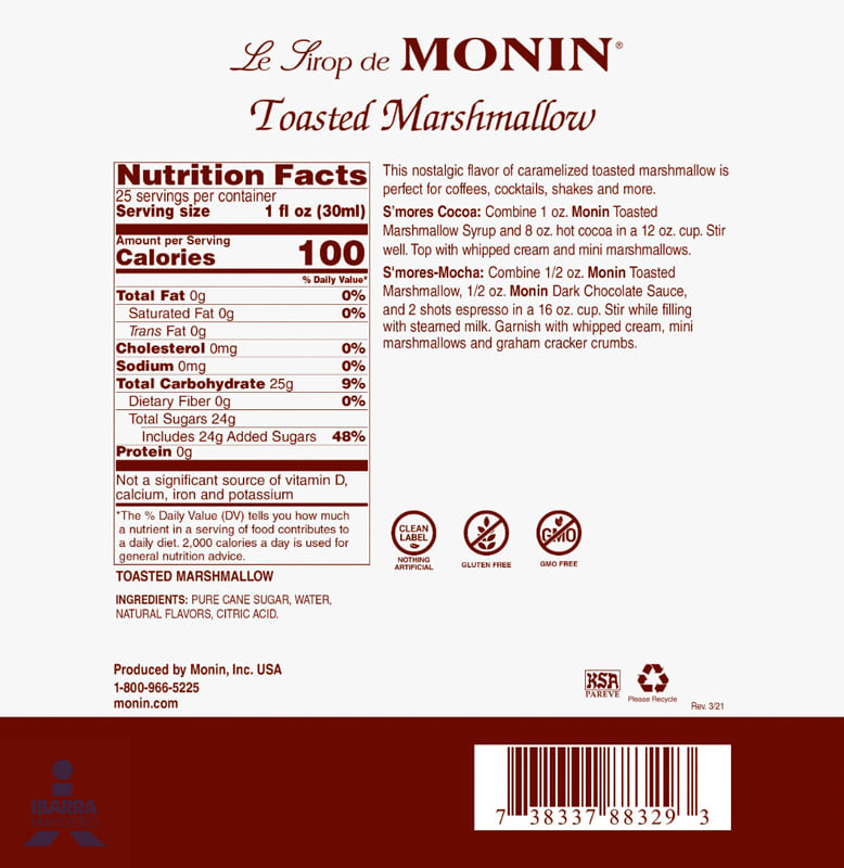 Saborizante Monin Toasted Marshmallow 750 ml