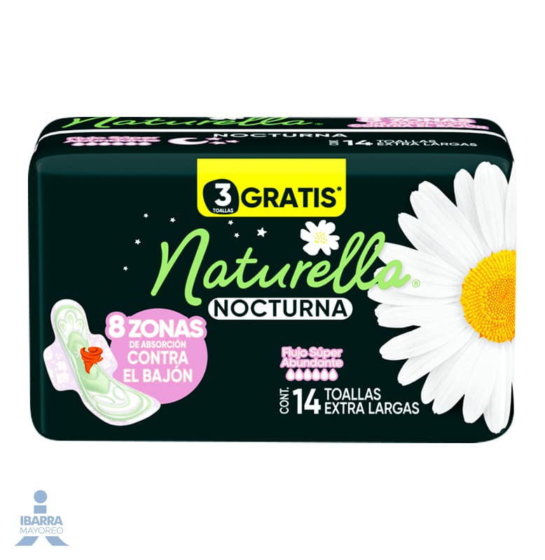 Toalla Sanitaria Naturella Nocturna con alas 11 pzas. + 3 gratis
