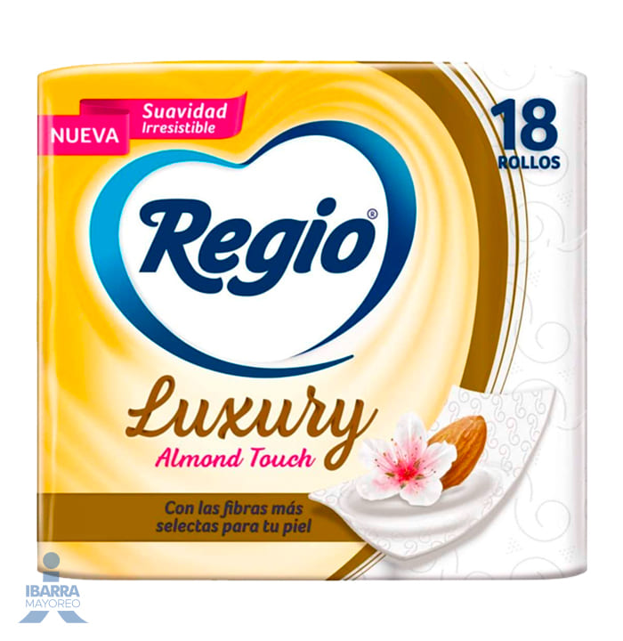 Papel Higiénico Regio Luxury Almendras 190 hojas 18 rollos