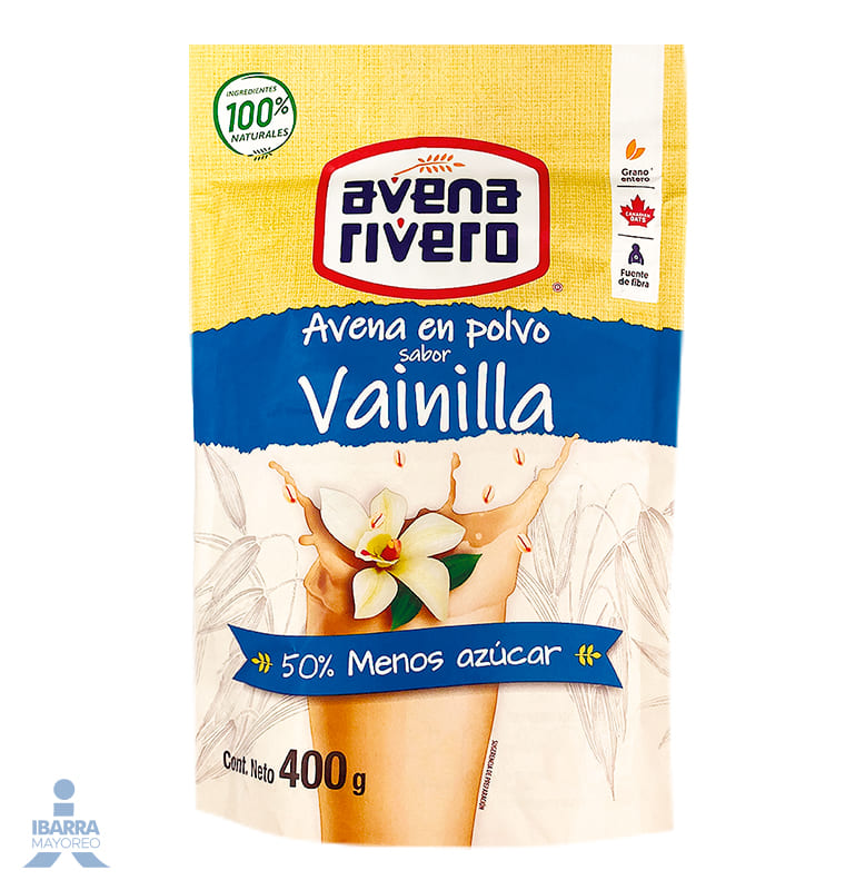 Avena Rivero Instantánea Vainilla 50% Menos Azúcar 400 g