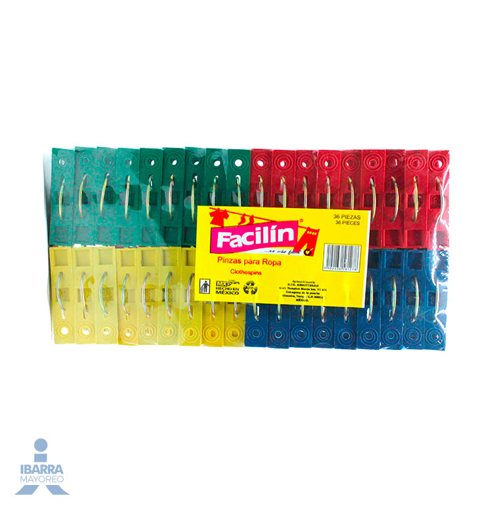 Pinza para Ropa Facilín 36 pzas.