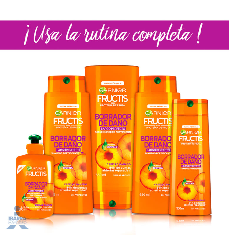 Shampoo Garnier Fructis Borrador de Daño Largo Perfecto 350 ml