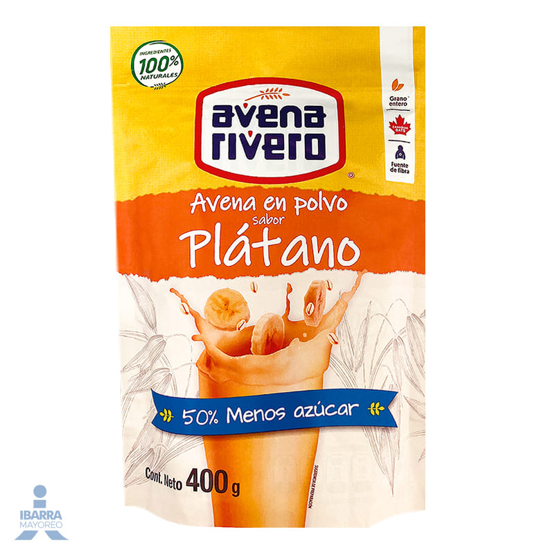 Avena Rivero Instantánea Plátano 50% Menos Azúcar 400 g