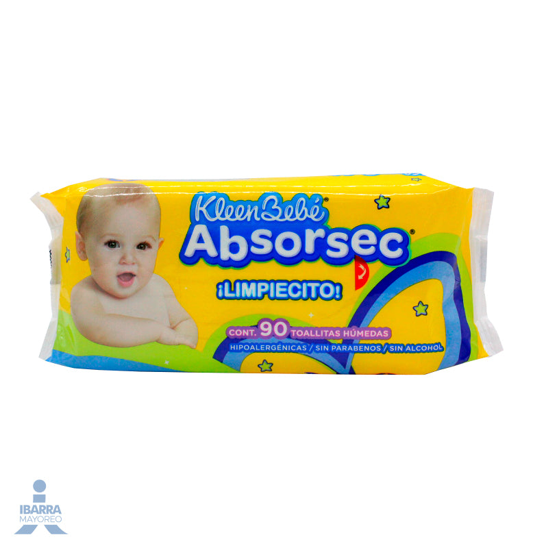 Toallitas Húmedas KleenBebé Absorsec 90 pzas.
