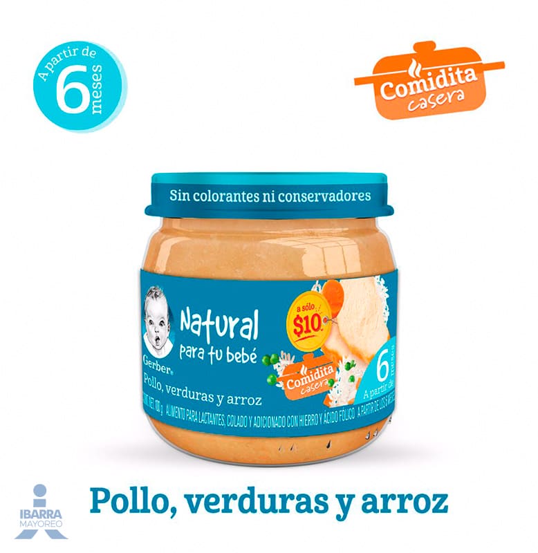 Gerber Colado Verduras Pollo y Arroz Etapa 2 100 g