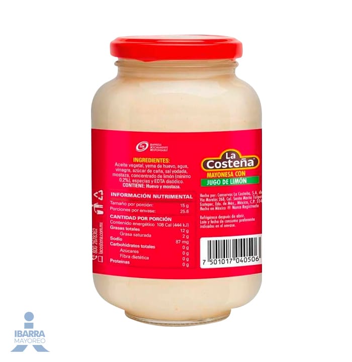 Mayonesa La Costeña con Limón 385