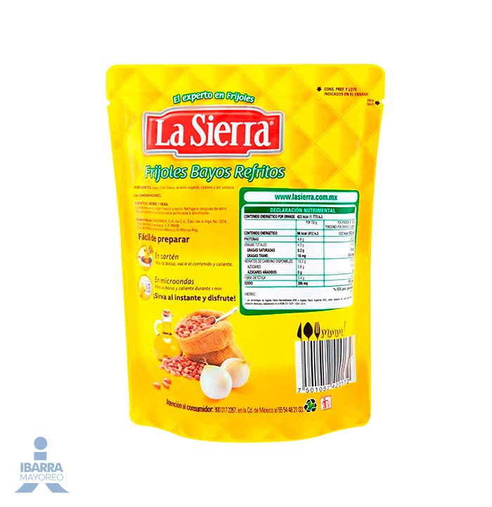 Frijol Bayo Refrito La Sierra Bolsa 430 g