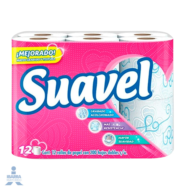 Papel Higiénico Suavel 200 hojas 12 rollos