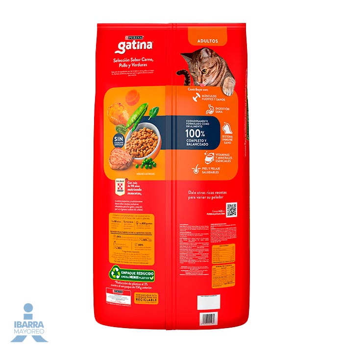 Gatina alimento seco para gatos sabor pollo a la jardinera 15 kg