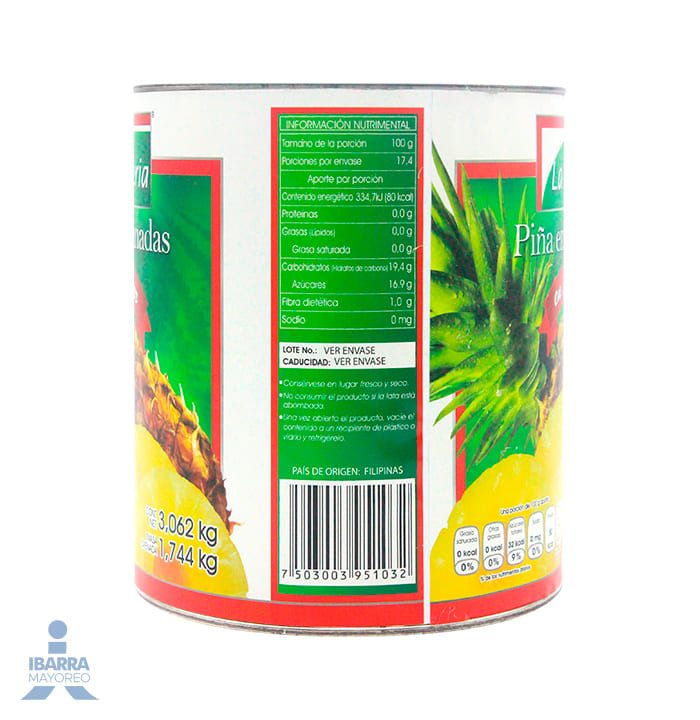 Piña La Pratería Rebanada 3 kg