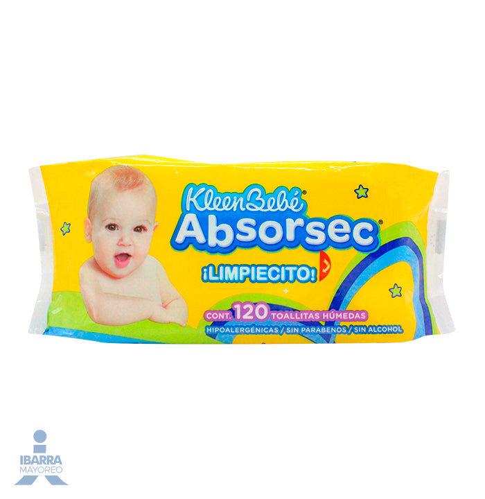 Toallitas Húmedas KleenBebé Absorsec 120 pzas.