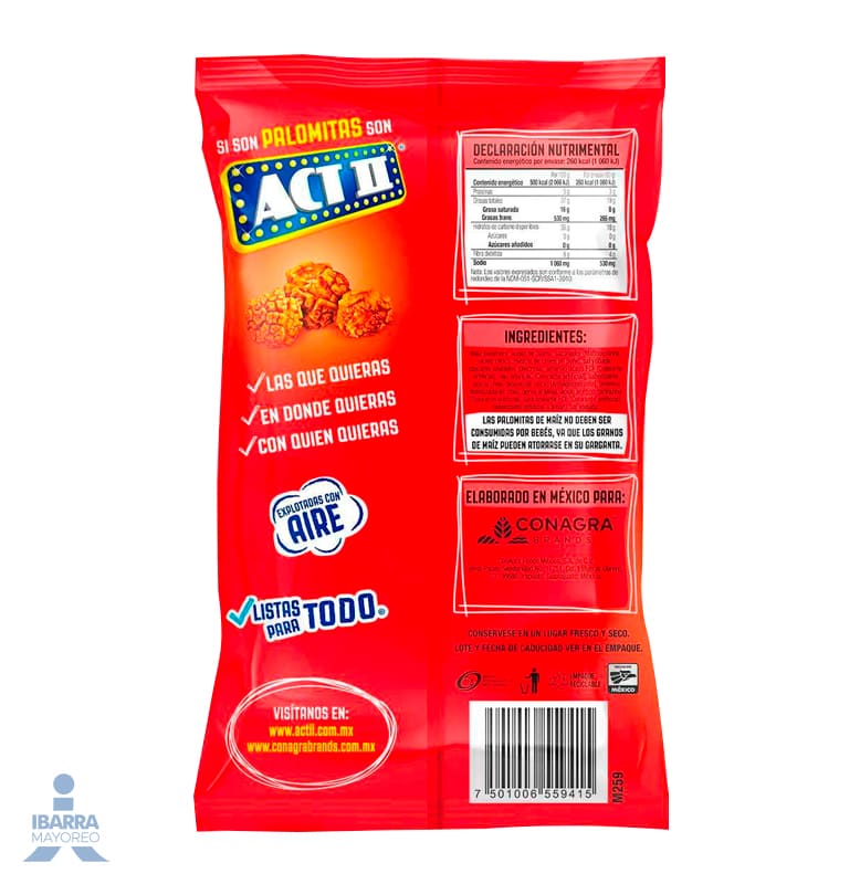 Botana Palomitas Act II Chile Limón 50 g