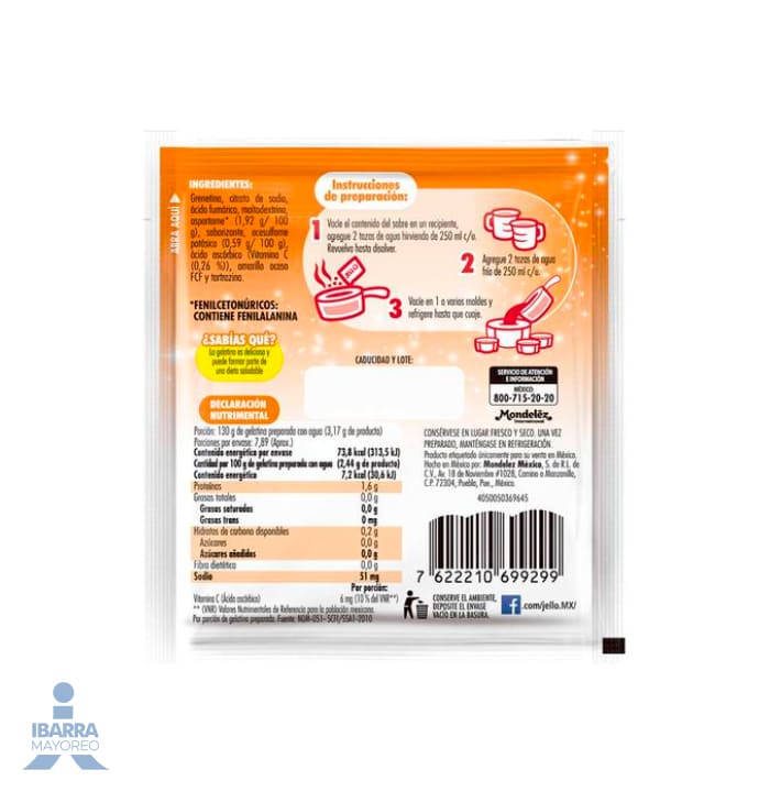 Gelatina Jell-O Naranja 25 g