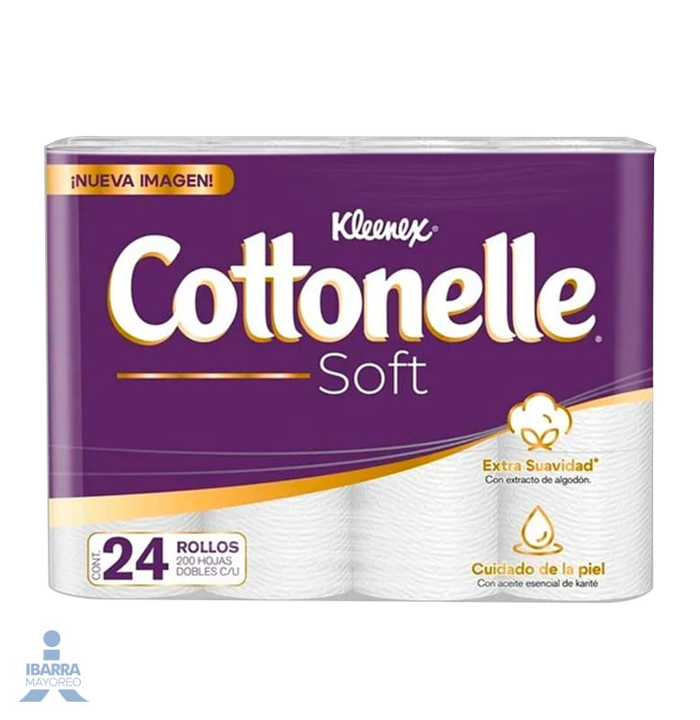 Papel Higiénico Kleenex Cottonelle Soft 200 hojas 24 rollos