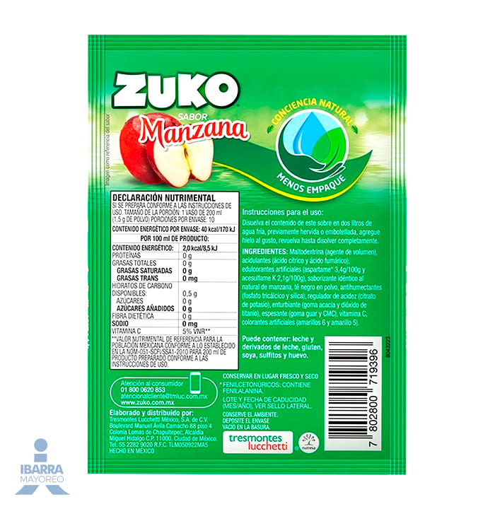 Refresco Zuko Manzana 15 g