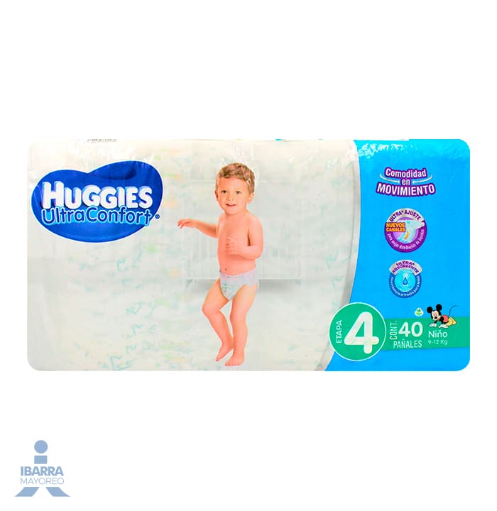 Pañal Huggies Ultraconfort Niño Etapa 4 40 pzas.