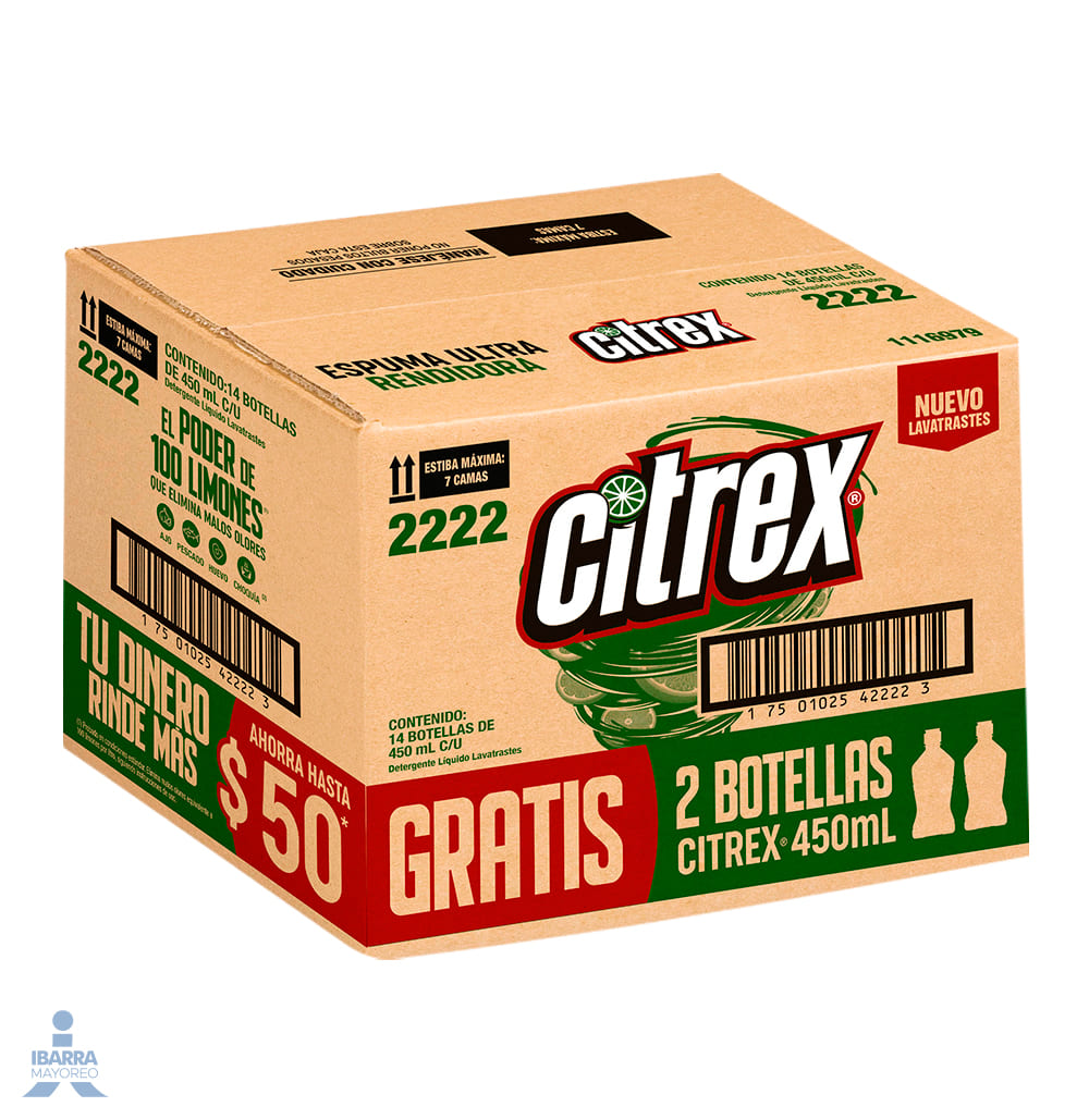 Detergente Citrex Limón 12/450 ml+2 Gratis