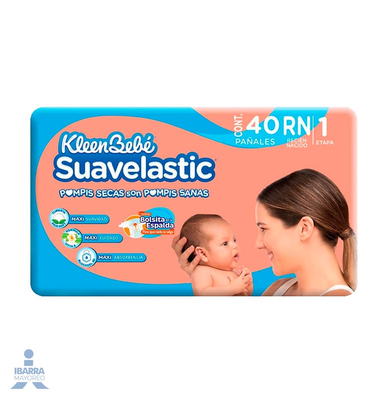 Pañal KleenBebé Suavelastic Max Recién Nacido 40 pzas.