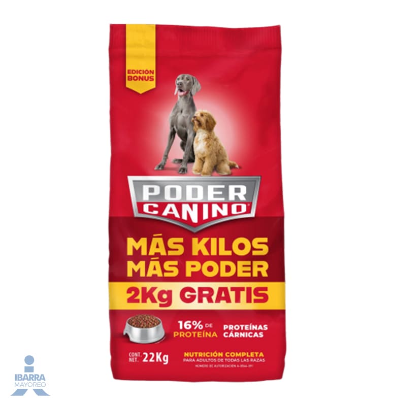 Alimento Ganador Poder Canino 20 kg + 2 kg Gratis