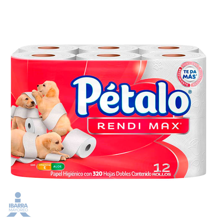 Papel Higiénico Pétalo Rendimax 320 hojas 12 rollos