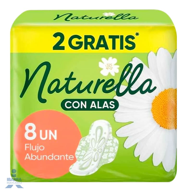Toalla Sanitaria Naturella Manzanilla con alas 8 pzas. + 2 gratis