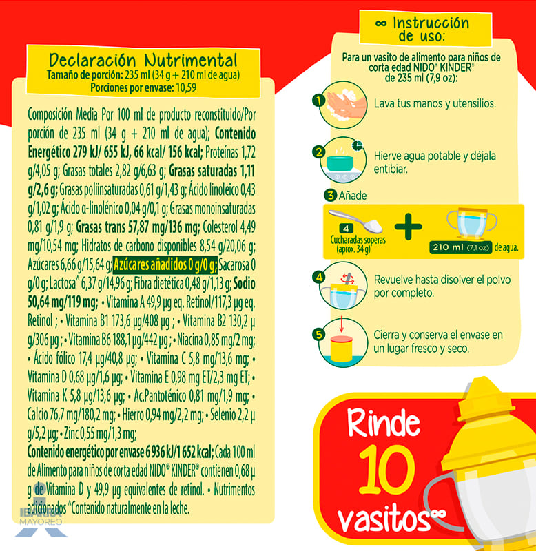 Alimento para niños de corta edad Nido Kinder 1+ Lata 360 g