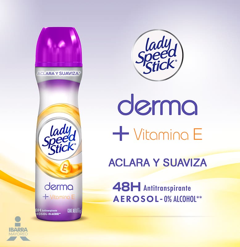 Desodorante Lady Speed Stick Derma Vitamina E Aerosol 150 ml