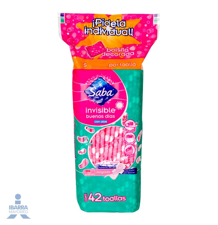 oalla Sanitaria Saba Invisible con alas 42 pzas.