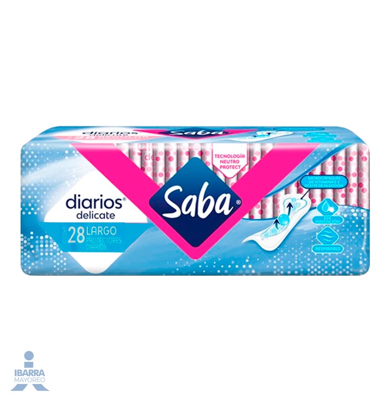 Toalla Panty Protector Saba Largo 28 pzas.