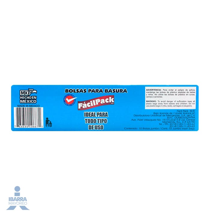 Bolsa para Basura Fácil Pack Jumbo 10 pzas.