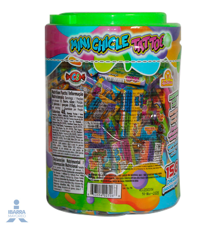 Chicle Las Delicias Mini Tattoo 150 pzas.