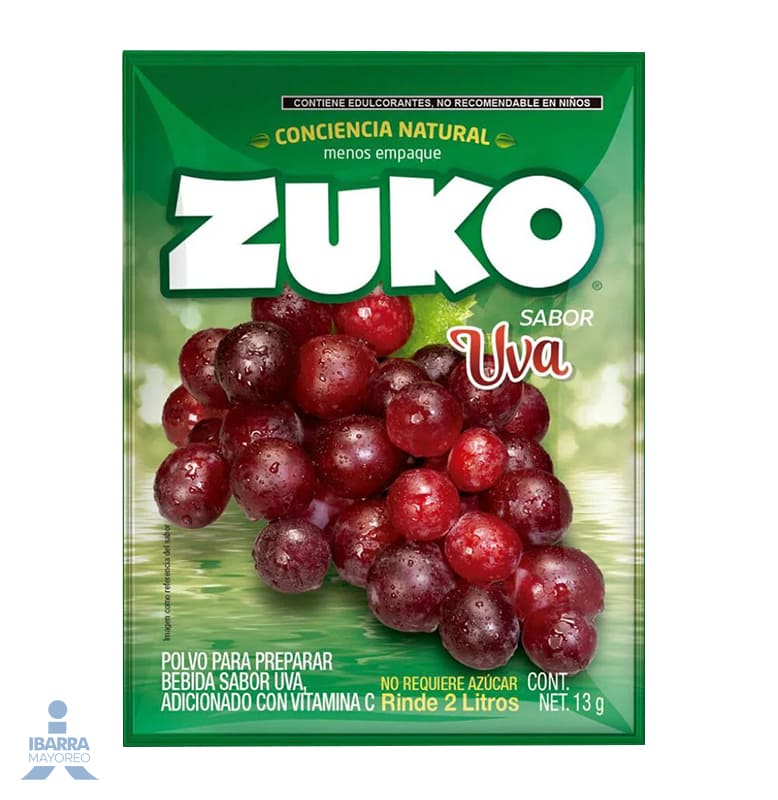 Bebida en Polvo Zuko Sabor Uva 13 g