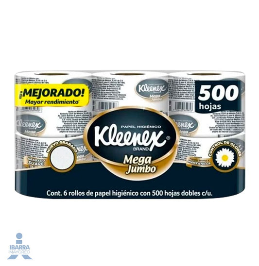 Papel Higiénico Kleenex 500 hojas dobles 6 rollos