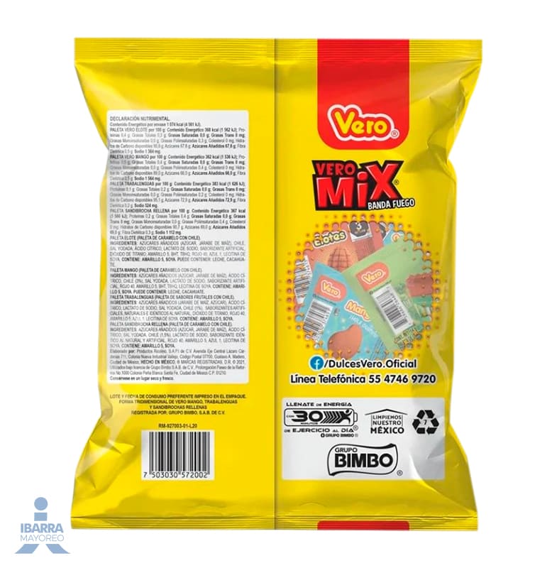 Paleta Vero Mix Fuego 20 pzas