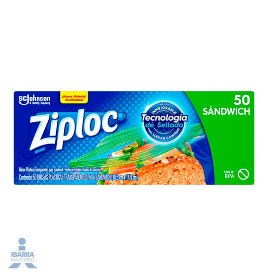 Bolsa Hermética Ziploc Sándwich 50 pzas.