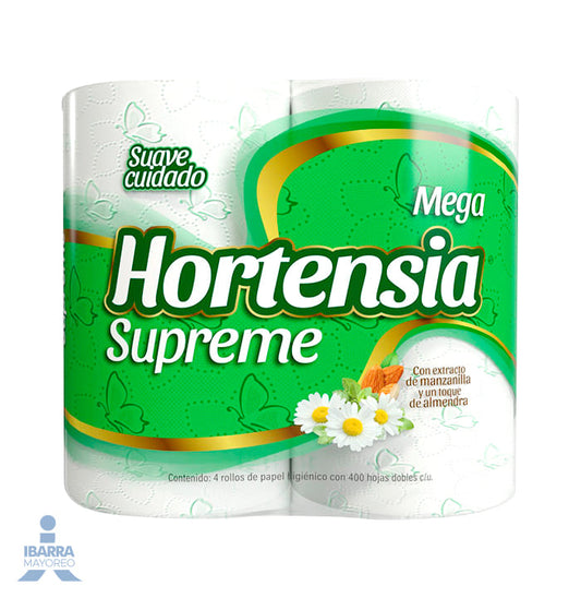 Papel Higiénico Hortensia Supreme 400 hojas 4 rollos