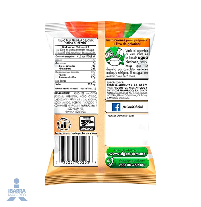 Gelatina D Gari Durazno 120 g