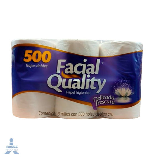 Papel Higiénico Facial Quality 500 hojas 6 rollos