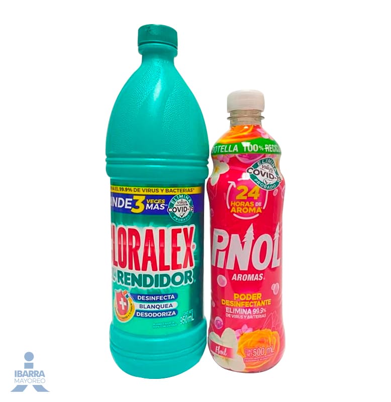 Blanqueador Cloralex 12/950 ml + 1 Pinol Aromas Floral 500 ml