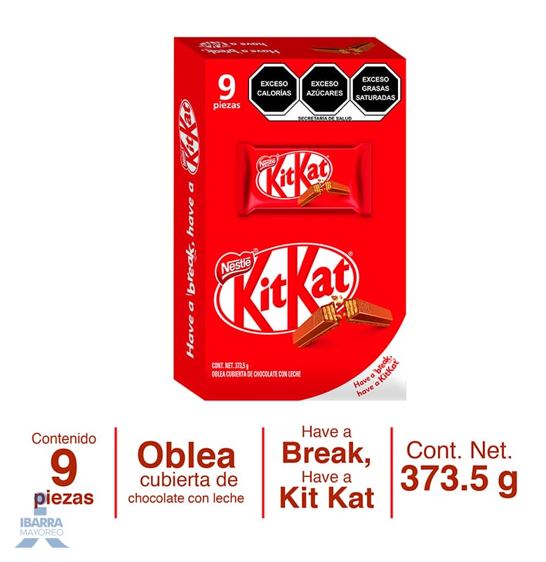 Oblea KitKat Milk Chocolate con Leche 9 piezas de 41.5 g c/u