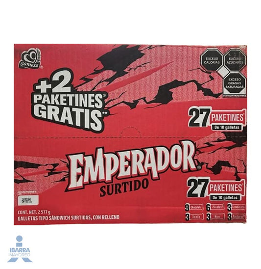Galletas Gamesa Sándwich Emperador Surtido 25 pzas. + 2 Gratis