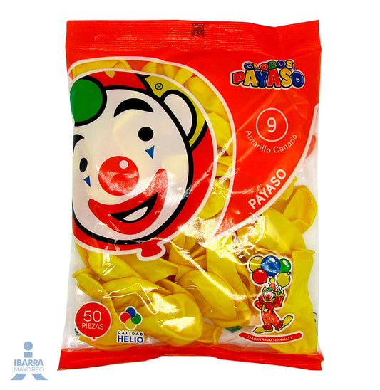Globo Payaso Decorator Amarillo no. 9 50 pzas.