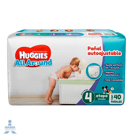Pañal Huggies All Around Unisex Etapa 4 40 pzas.