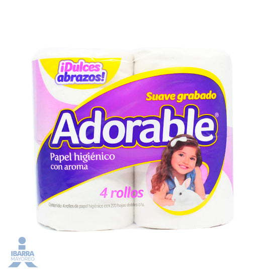 Papel Higiénico Adorable 270 hojas 4 rollos